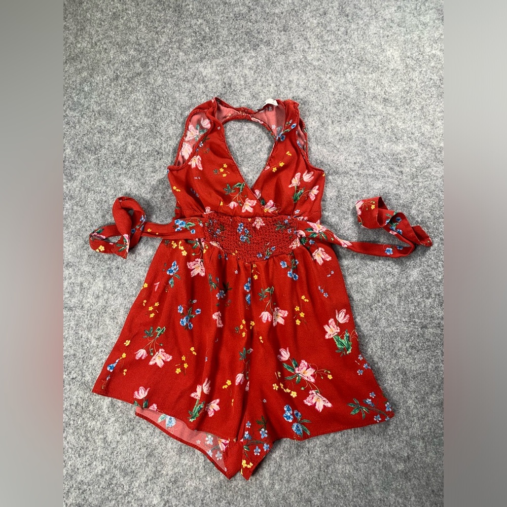 Hollister Red Floral Backless Dress